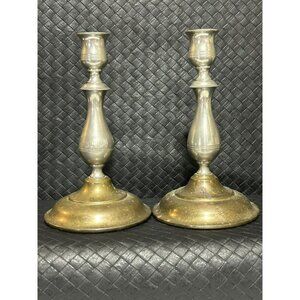 Kirk Stieff Pewter 7 Candlesticks Set Of  2 Rustic Grannycore Cottagecore